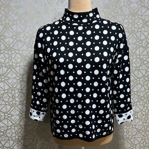 Pina Rossi Black and White Polka Dot Turtleneck